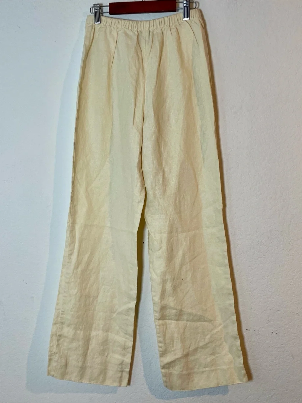 Reformation XS Linen Relaxed Wide Leg Pants Light Yellow